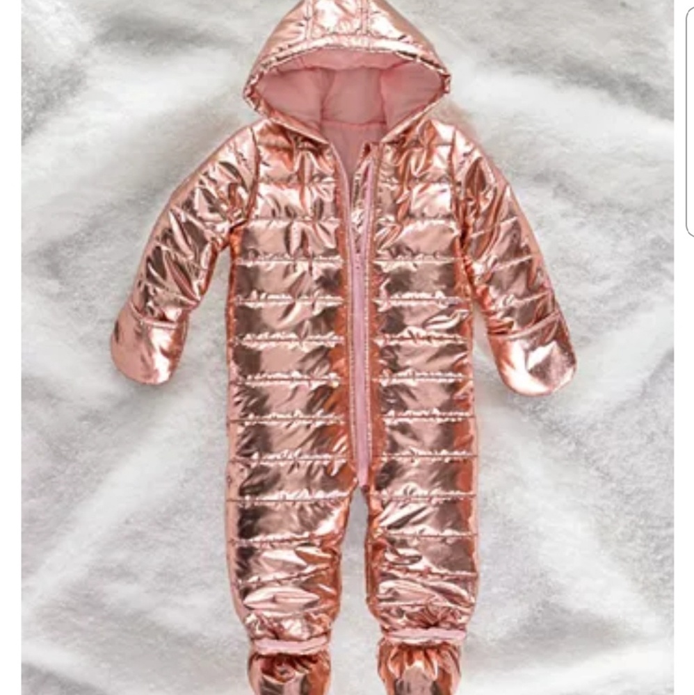 NEW Baby Girls Metallic Puffer Snowsuit